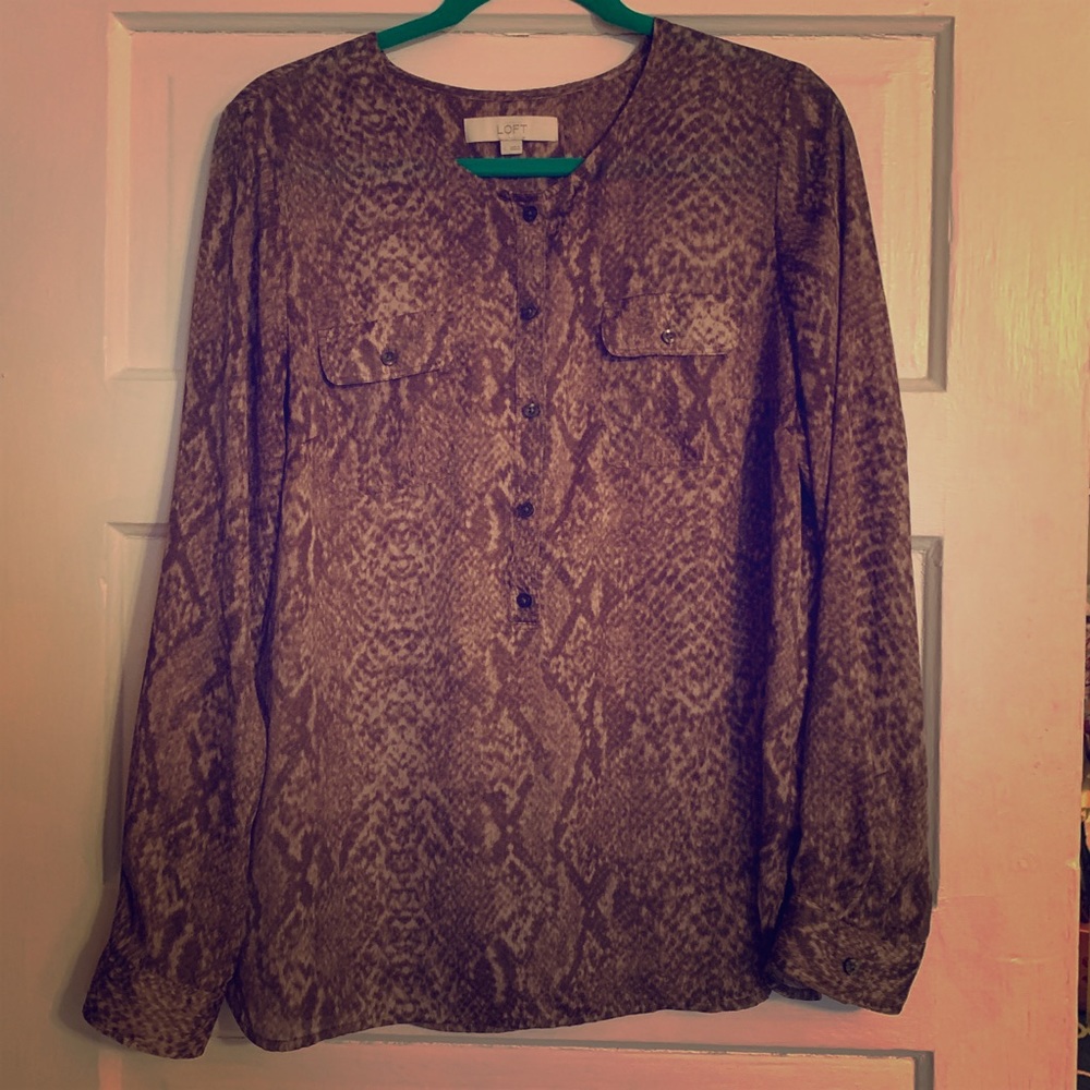 Snakeskin Print LOFT Blouse - Size Large